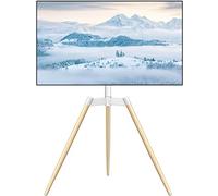 Soporte Television Pie Suelo Trípode - Rfiver Soporte TV Giratorio Madera para 32-65 Pulgadas Televisor - Blanco Alto Altura Ajustable TV Stand con Patas de Madera | MAX Vesa 400 * 400mm 35kg