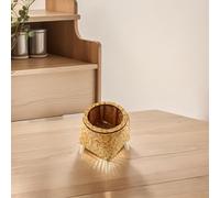 Soporte triangular para flores de ratán para interiores, para escritorio y oficina, soporte de madera de paja que ahorra espacio para decoración del hogar, amarillo (marrón B)