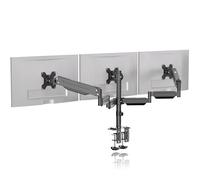Soporte triple para monitor para 3 monitores, soporte de escritorio ajustable con resorte de gas con rotación giratoria de inclinación para tres pantallas de 17 a 27 pulgadas de hasta 6 kg cada una, 2