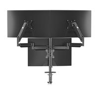 Soporte triple para monitor para 3 monitores, soporte de escritorio ajustable con resorte de gas con rotación giratoria de inclinación para tres pantallas de 17 a 27 pulgadas de hasta 6 kg cada una, 2
