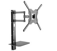 Soporte TV 32-55" con Bandeja Estante DVD Inclinable de Pared 30 kg VESA Negro