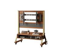 Soporte TV con Ruedas De 40 A 85 Pulgadas Y Toma Corriente Soporte Suelo TV con Altura Y Ángulo Ajustables con Puerta Corredera Cristal Templado Oficina, Escuela Y Hogar(Gold-B)