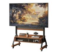 Soporte TV con Ruedas De 40 A 85 Pulgadas Y Toma Corriente Soporte Suelo TV con Altura Y Ángulo Ajustables con Puerta Corredera Cristal Templado Oficina, Escuela Y Hogar(Black-B)