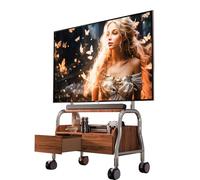 Soporte TV con Ruedas, Estante y Cajones, Televisión Portátil con Ruedas con Bloqueo, Mueble TV con Ruedas para 40-75 Pulgadas, Smart TV Portátil, hasta 80kg