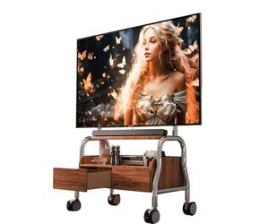 Soporte TV con Ruedas, Estante y Cajones, Televisión Portátil con Ruedas con Bloqueo, Mueble TV con Ruedas para 40-75 Pulgadas, Smart TV Portátil, hasta 80kg