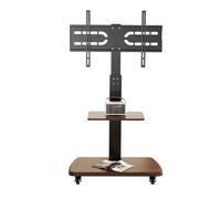 Soporte TV Pie Soporte Para TV Móvil Para Televisores De 32 A 80 Pulgadas, Carrito Para TV De Altura Ajustable Con Estante Multimedia, Base De Madera Y Ruedas, Soporta Hasta 132 Libras Soporte TV Mueb