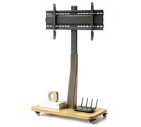 Soporte TV Ruedas, 5 Niveles de Altura, Estante de MDF, Soporte TV Pie | Acero Laminado en Frío, para Televisores de 32 a 75 pulgadas, VESA Máx. 600×430 mm, Hasta 65 kg, 75×42×125-140 cm(Yellow)