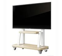 Soporte TV Ruedas para Televisores 32-90 Pulgadas, Soporte TV Pie con Ruedas, Soporte de Pie para TV Regulable en Altura con 2 Estantes, Mueble TV con Ruedas(White,32-80inch)