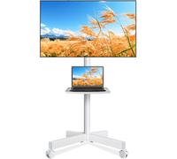 Soporte TV Ruedas Suelo Movil - Rfiver Blanco Soporte TV Pie para 27-60 Pulgadas Television Monitor - Soportes Televisor con Estantes Inclinable Altura Ajustable | MAX 40kg Vesa 400x400 mm