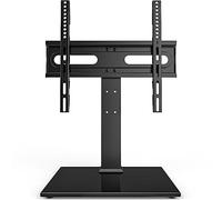 Soporte TV Universal, Soporte TV Mesa para Pantallas de LCD LED de 27 a 60 Pulgadas, Soporte TV Pie Ajustable de 9 Niveles de Altura, con Base de Vidrio Templado y Gestión de Cables