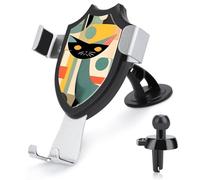 Soporte universal 3 en 1 para teléfono de coche, ventosa ajustable, soporte para teléfono celular de gato de arte moderno de mediados de siglo, con clip de gancho de metal para ventilación, parabrisas