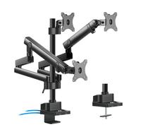 Soporte universal para 3 monitores con movimiento total de 17 a 27 pulgadas