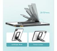 Soporte universal para tableta, plegable, con adhesivo para escritorio y lector electrónico, color gris oscuro.