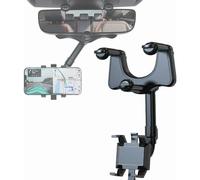 Soporte universal para teléfono móvil para espejo retrovisor de coche, giratorio 360 grados y retráctil, compatible con todos los teléfonos