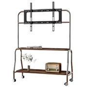Soporte universal para TV con estantes - Carrito de TV móvil con ruedas para televisores LCD LED de 43 a 75 pulgadas - Soporte de suelo ajustable con ruedas para sala de estar y dormitorio