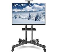 Soporte universal para TV móvil para televisores de 32 a 70 pulgadas, carrito giratorio con marco de acero negro, altura ajustable, carga máxima de 75 kg, perfecto para uso doméstico y de oficina