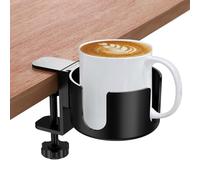 Soporte Vaso Escritorio Creativo, Portavasos de Mesa de Aleación de Aluminio, Gaming Sujeta Vasos Escritorio Ajustable, Soporte Taza Bebidas Antiderrames, Cup Holder para Agua, Bebidas, Café (Negro)