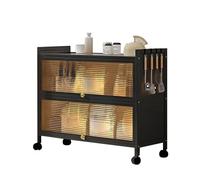 Soporte versátil para microondas con armarios de almacenamiento, estante de cocina de 3 niveles, estante de despensa con puerta abatible para especias y ollas, estante para horno, 80 cm de altura