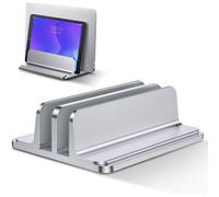 Soporte vertical ajustable de doble ranura versátil, organizador de escritorio de aleación de aluminio arenado para todos sus dispositivos de hasta