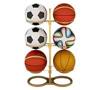 Soporte vertical de 3 niveles de doble cara para pelotas - Soporte de metal para baloncesto y fútbol, elegante acabado en D, perfecto para almacenamiento de equipos deportivos