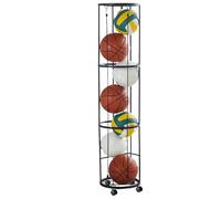 Soporte vertical de pelota columnar, soporte de baloncesto rodante, soporte de baloncesto, soporte estable para pelotas, ahorro de espacio para baloncesto, fútbol, voleibol, bádminton, tenis