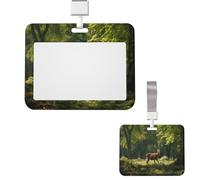 Soporte vertical de plástico deslizante para tarjetas de identificación Sika Deer in The Park, protector para tarjetas de identificación con ventana transparente, tarjeta de crédito para oficina