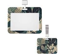 Soporte vertical de plástico para tarjetas de identificación, diseño de hojas de monstruo, protector para tarjetas de identificación con ventana transparente, tarjeta de crédito para oficina, trabajo