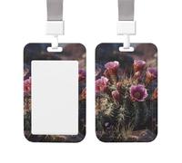 Soporte vertical de plástico para tarjetas de identificación, protector de erizo, cactus, con cordón, soporte para tarjetas de identificación, impermeable, soporte para etiquetas de nombre, carrete de