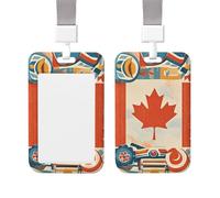 Soporte vertical de plástico para tarjetas de identificación, protector retro de la bandera de Canadá con cordón, soporte para tarjetas de identificación, soporte impermeable para etiquetas de nombre