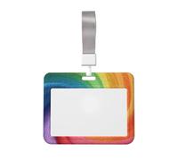 Soporte vertical de plástico para tarjetas de identificación, soporte para tarjetas de identificación Rainbow Spira con cordón, funda impermeable para tarjetas, protector de etiqueta de nombre