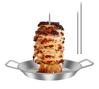 Soporte vertical para brochetas de acero inoxidable con picos extraíbles de 8/10/12 pulgadas, pinchos de pollo, pinchos verticales brasileños para filetes, pollos, pescado, carne Shawarma (juego 2)