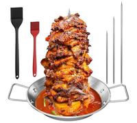 Soporte Vertical para Brochetas, Máquina de Barbacoa Kebab de Acero Inoxidable con 3 Pinchos de Repuesto de Diferentes Tamaños y Plato Vertical de Brocheta con Mango para Kebab de Pavo, Pollo