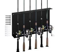 Soporte vertical para caña de hielo, ahorro de espacio con tornillos, soporte para caña de pescar, para el hogar, apartamento, techo, garaje, interior y exterior, hombres, papá, pescadores, pescadores