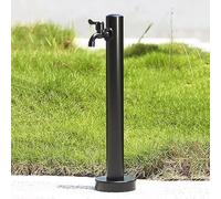 Soporte vertical para manguera de jardín, columna de agua al aire libre con grifo, diseño cilíndrico autoportante para patios de villa, fácil instalación, color negro