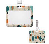 Soporte vertical para tarjetas de identificación, carrete de identificación geométrico de mediados de siglo, clips de carrete deslizante, soportes para insignias, soportes de plástico duro, soporte