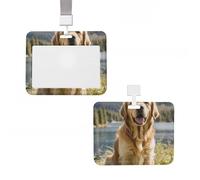 Soporte vertical para tarjetas de identificación, carrete de identificación Golden Retrievers, soporte de carrete deslizante, soportes para insignias, soportes de plástico duro, soporte para tarjetas