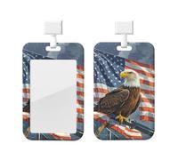 Soporte vertical para tarjetas de identificación, carrete de insignia, bandera de Estados Unidos y águila, soporte de carrete deslizante, soportes para insignias, soportes de plástico duro, soporte