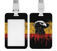 Soporte vertical para tarjetas de identificación con diseño de águila de la bandera de Alemania, con cordón, resistente y resistente, soporte para tarjetas de identificación, protector impermeable