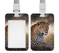 Soporte vertical para tarjetas de identificación de leopardo africano con cordón, resistente y resistente, soporte impermeable para tarjetas de trabajo, protector para enfermera, oficial, profesor