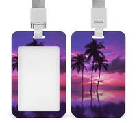 Soporte vertical para tarjetas de identificación de palmera, color morado, con cordón, resistente al agua, protector para tarjetas de trabajo, para enfermera, oficial de enfermería, seguridad para