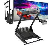 Soporte Volante Gaming Plegable V2 - Compatible con Logitech G29 G920 G923, Thrustmaster T150 T300 T500 TX TH8A, Fanatec Clubsport - Con Sujeción para Silla y Palanca de Cambios Ajustable