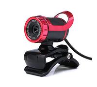 Soporte Webcam Pinza Micrófono de cámara Incorporado 480p Micrófono de Enchufe de reproducción de Escritorio y cámara HD Webcam (Red, One Size)