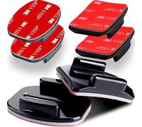 Soportes Adhesivos para cámaras GoPro - Paquete de 3 Soportes curvos y 3 Soportes Planos con Almohadillas Adhesivas 3M - Soporte con Cinta para su Casco/Bicicleta/Tabla/Coche - 1 año de garantía