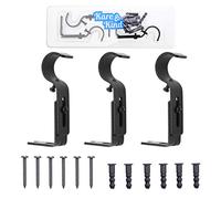 Soportes Ajustables para Barras de Cortinas Kare & Kind - Negros - Conjunto de 3 - Monturas Extensibles - Utilícelos para Sostener Barras de 1 Pulgada para Cortinas Pesadas, Telas y Tapices