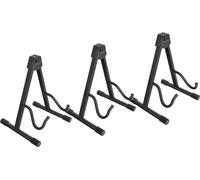 Soportes Classic Cantabile GS-2009E para E-Guitarra/E-Bajos Set de 3 - Ajuste de 3 posiciones - Sistema de presión - Plegable - Superficie acolchada - Patas de goma - Negro