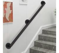 Soportes de barandilla de metal negro para escaleras al aire libre, soporte antideslizante para escaleras de 60-200 cm, accesorios elegantes y duraderos