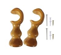 Soportes de barra de cortina de madera maciza, soportes de hardware de base redonda, soportes para ventanas de tono natural, fáciles de usar para barras de madera en casa