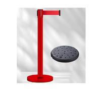 Soportes de barrera retráctiles para control de multitudes, línea de cola, seguridad pública, cinturón de 10 pies, blanco, paquete de 2
