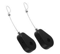 Soportes de Cable Retráctiles de Acero Antirrobo Cierre Automático, 2 | Pack de 2 Piezas, Plástico y Acero, Negro, para Showroom y Hogar, Fácil Fijación