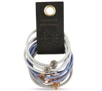 Soportes de cola de caballo con gema de ley para asegurar y añadir un toque elegante (paquete de 10) (azul/gris)